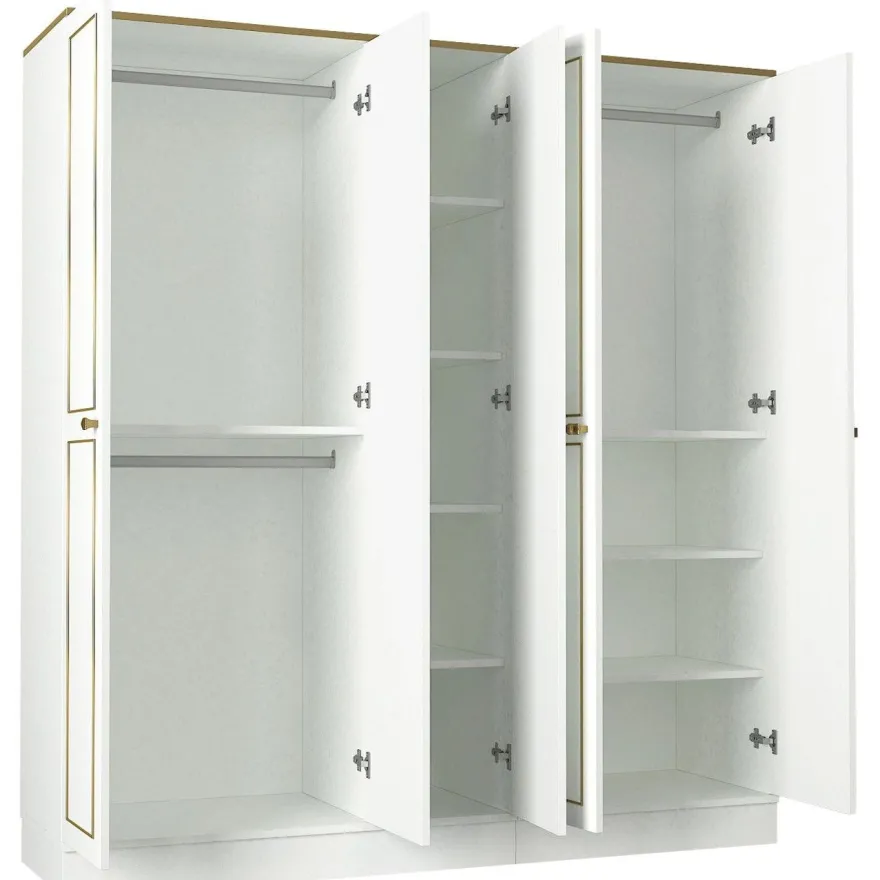 Vaatekaappi Linento Furniture Ravenna 5, valkoinen, 175cm