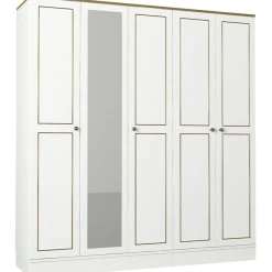 Vaatekaappi Linento Furniture Ravenna 5, valkoinen, 175cm