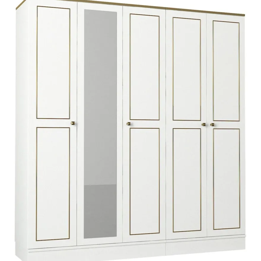 Vaatekaappi Linento Furniture Ravenna 5, valkoinen, 175cm