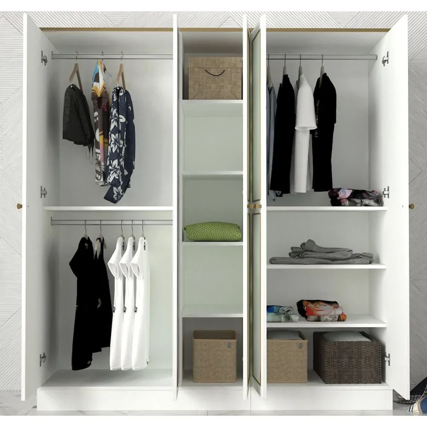 Vaatekaappi Linento Furniture Ravenna 5, valkoinen, 175cm