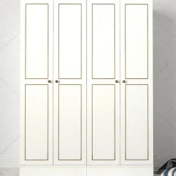 Vaatekaappi Linento Furniture Ravenna 4, valkoinen, 140cm