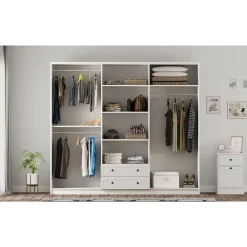 Vaatekaappi Linento Furniture Rb-168-01-012, 210x184cm, mattavalkoinen