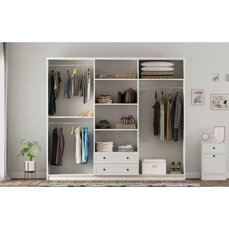 Vaatekaappi Linento Furniture Rb-168-01-012, 210x184cm, mattavalkoinen