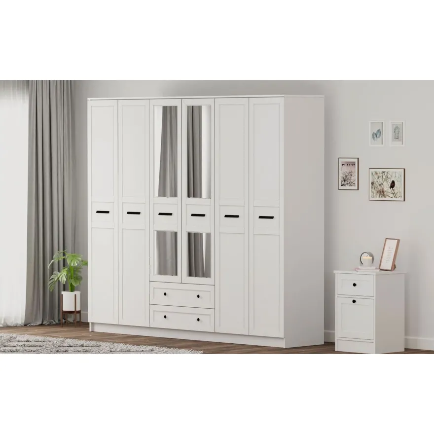Vaatekaappi Linento Furniture Rb-168-01-012, 210x184cm, mattavalkoinen