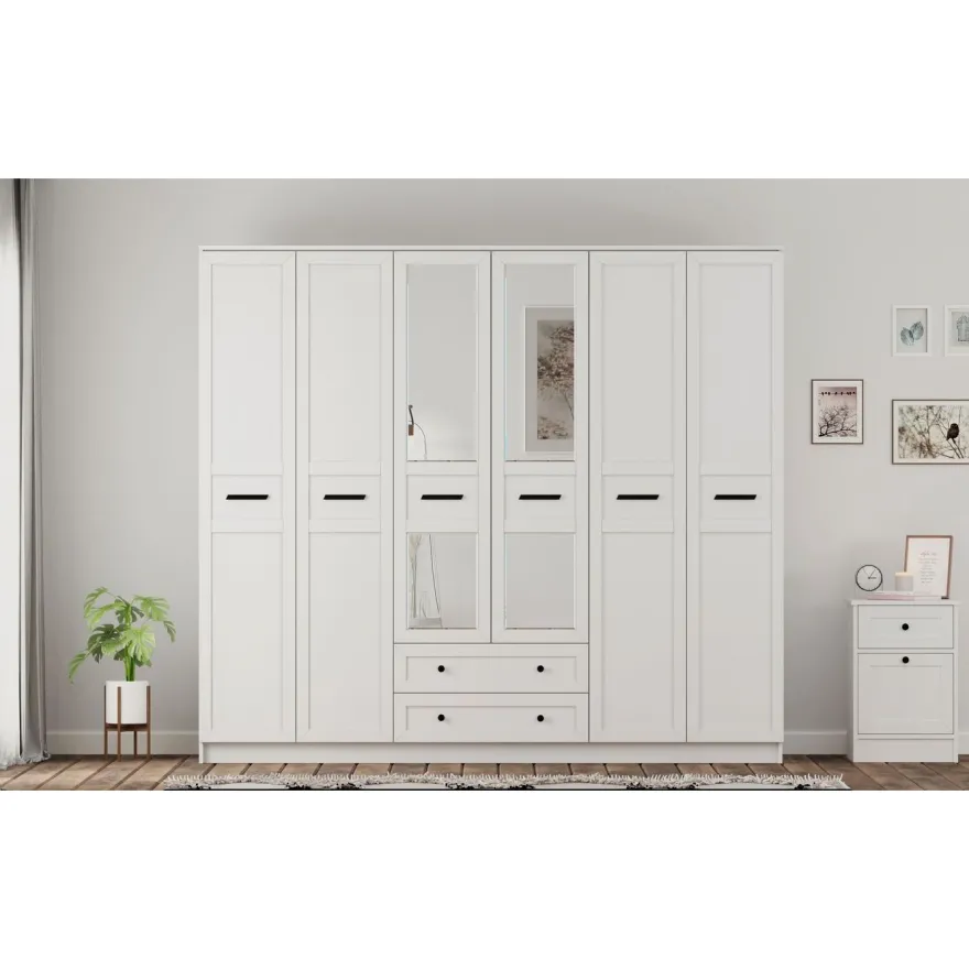 Vaatekaappi Linento Furniture Rb-168-01-012, 210x184cm, mattavalkoinen