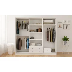 Vaatekaappi Linento Furniture Rb-064, 210x184cm, mattavalkoinen