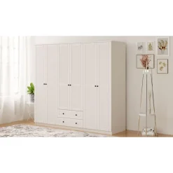 Vaatekaappi Linento Furniture Rb-064, 210x184cm, mattavalkoinen