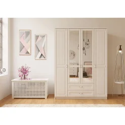 Vaatekaappi Linento Furniture Rb-121-01, 140x210cm, mattavalkoinen