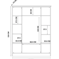 Vaatekaappi Linento Furniture Rb-121-01, 140x210cm, mattavalkoinen