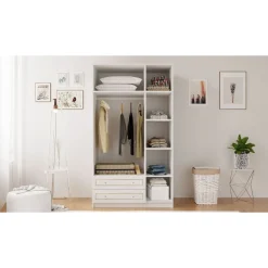 Vaatekaappi Linento Furniture Rb-076, 105x182cm, mattavalkoinen