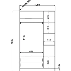 Vaatekaappi Linento Furniture Rb-076, 105x182cm, mattavalkoinen