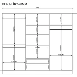 Vaatekaappi Linento Furniture Rb-064-02, 210x210cm, mattavalkoinen