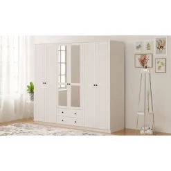 Vaatekaappi Linento Furniture Rb-064-02, 210x210cm, mattavalkoinen