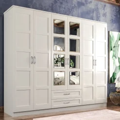 Vaatekaappi Linento Furniture Rb-053, 210x210cm, mattavalkoinen