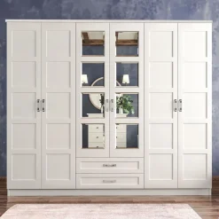 Vaatekaappi Linento Furniture Rb-053, 210x210cm, mattavalkoinen