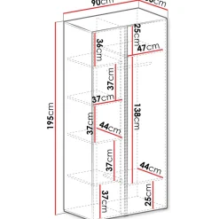 Vaatekaappi Nomla LUCA SYSTEM 3, 90x195cm, saranaovilla