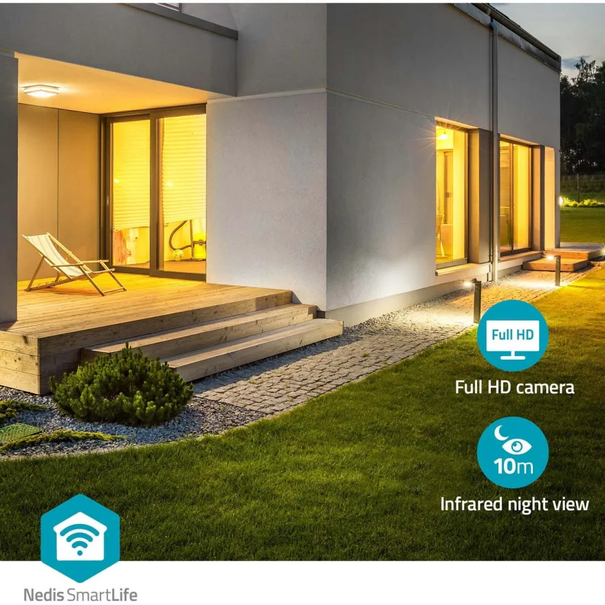 Valvontakamera ulos Nedis SmartLife Wi-Fi WIFICOL20BK