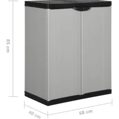 Varastokaappi puutarhaan 1 hyllyllä harmaa ja musta 68x40x85 cm (40981)