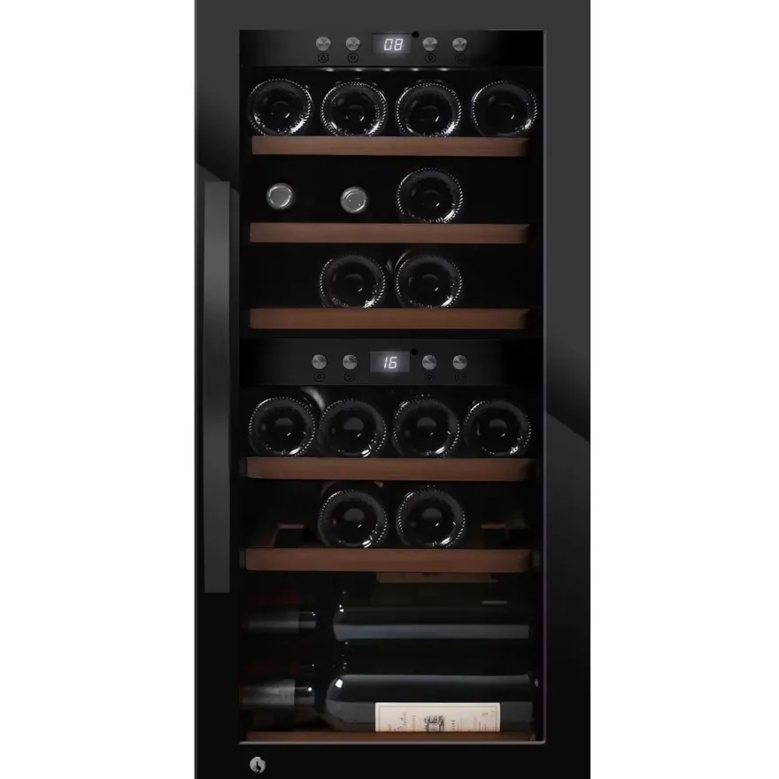 Viinikaappi mQuvée WineExpert 24 Fullglass SW-24B, 39.5cm, 2 lämpötila-aluetta, vapaasti seisova, musta