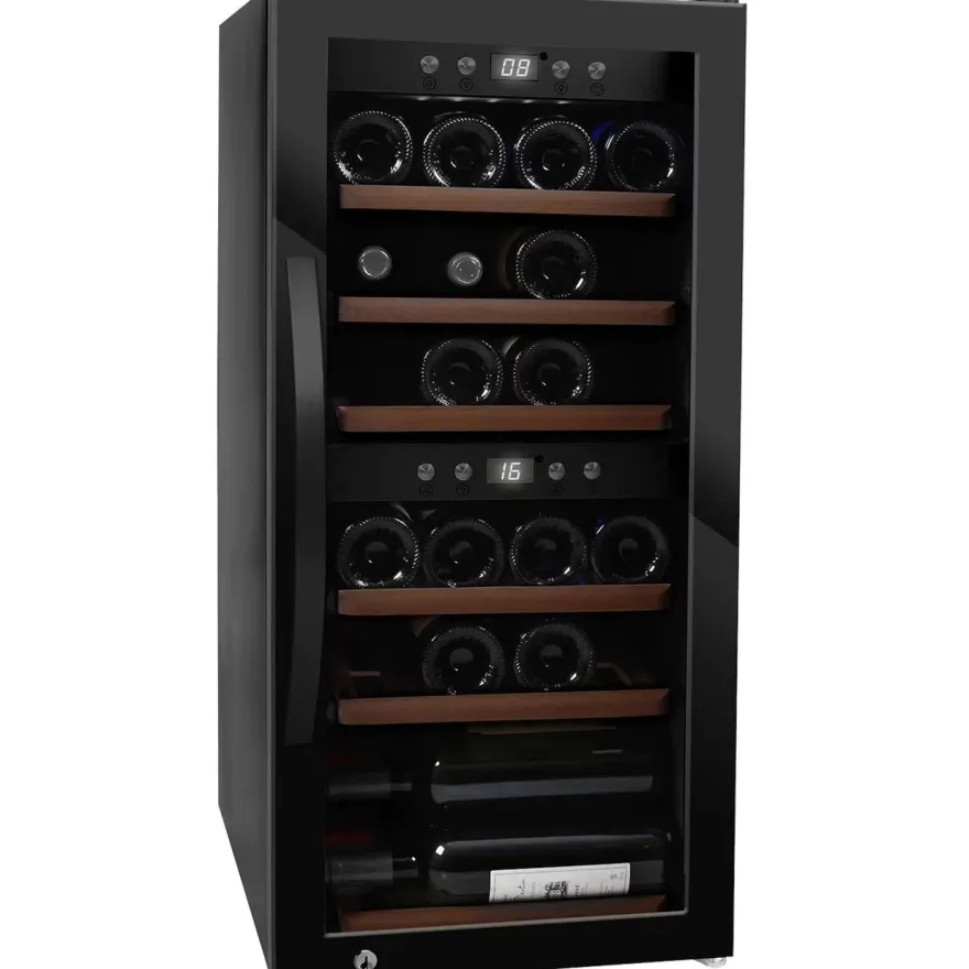 Viinikaappi mQuvée WineExpert 24 Fullglass SW-24B, 39.5cm, 2 lämpötila-aluetta, vapaasti seisova, musta