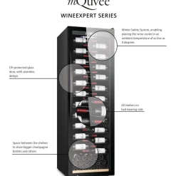 Viinikaappi mQuvée WineExpert 180 SW-180S, 59.5cm, 2 lämpötila-aluetta, vapaasti seisova, teräs