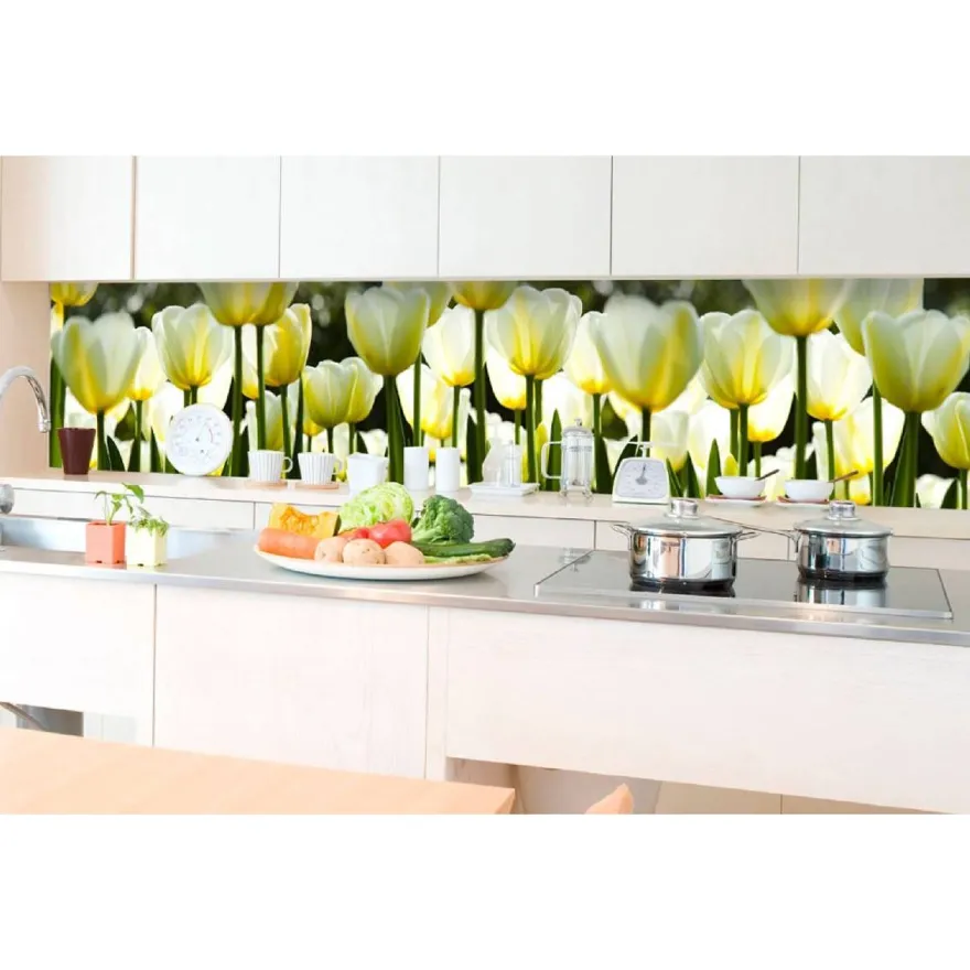 Välitilatarra Dimex White Tulips, 180-350x60cm