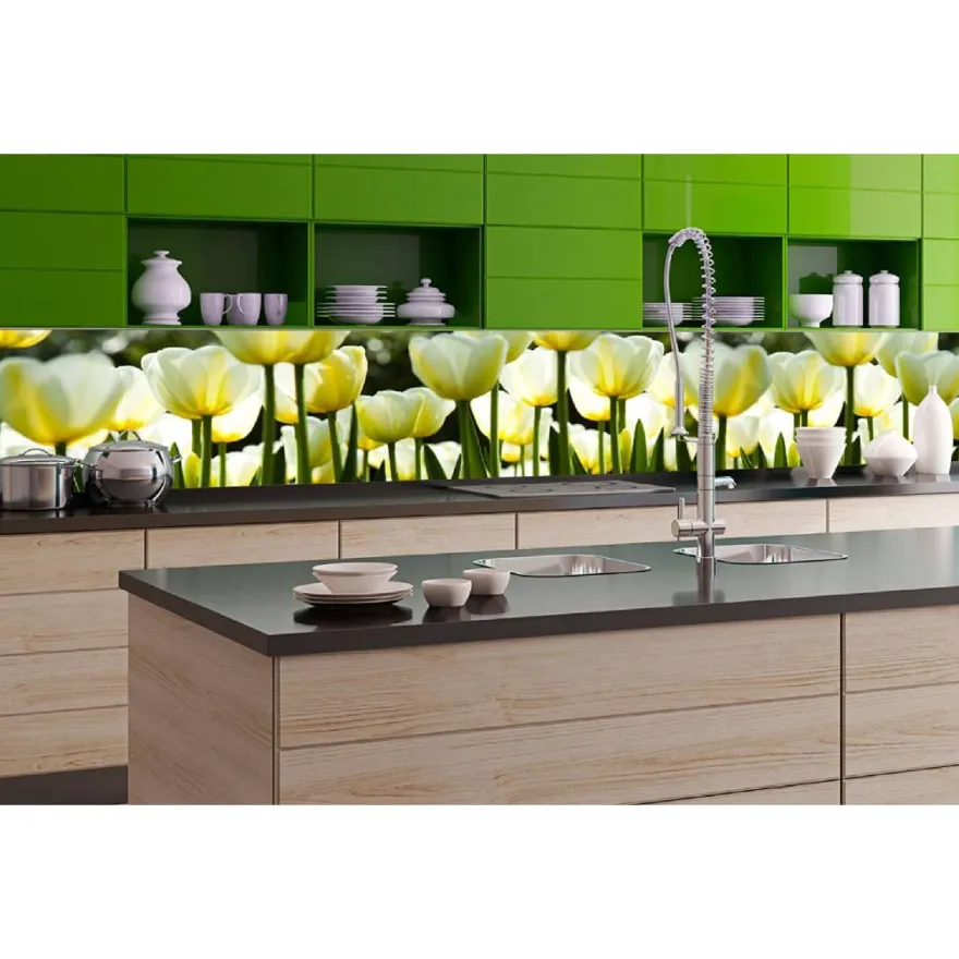 Välitilatarra Dimex White Tulips, 180-350x60cm