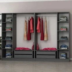Walk-in closet Linento Furniture Kale 4940 190x270cm antrasiitti