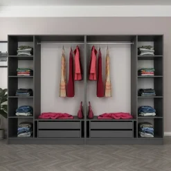 Walk-in closet Linento Furniture Kale 4940 190x270cm antrasiitti