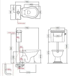 WC-istuin Kerasan Retro 2, S-lukko, keraamisella alasäiliöllä, pronssi