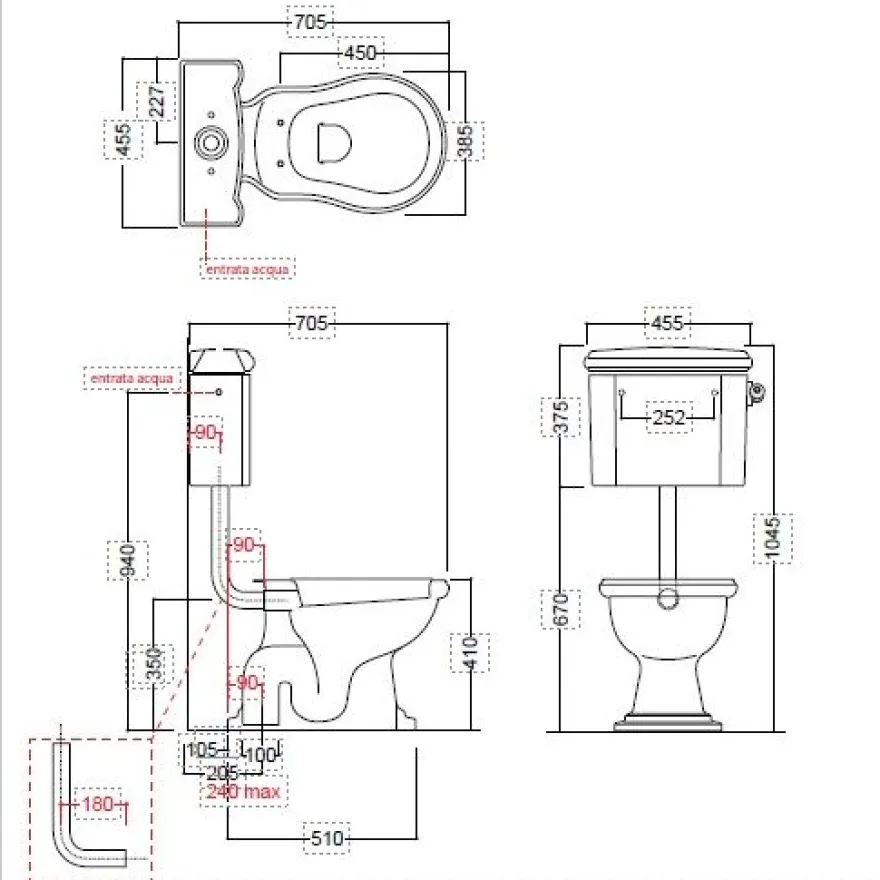 WC-istuin Kerasan Retro 2, S-lukko, keraamisella alasäiliöllä, pronssi