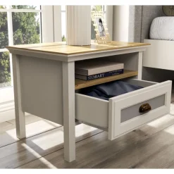 Yöpöytä Linento Furniture FRN-21017, 60x44cm, kerma/ruskea/harmaa