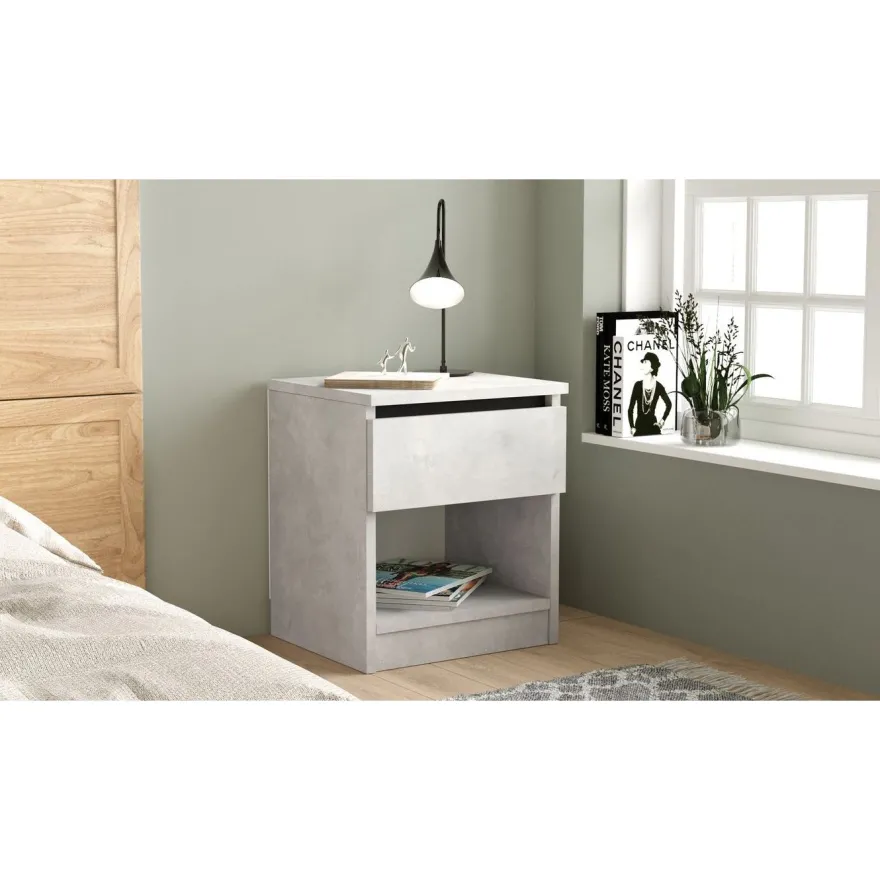 Yöpöytä Linento Furniture LV26, hopeanharmaa