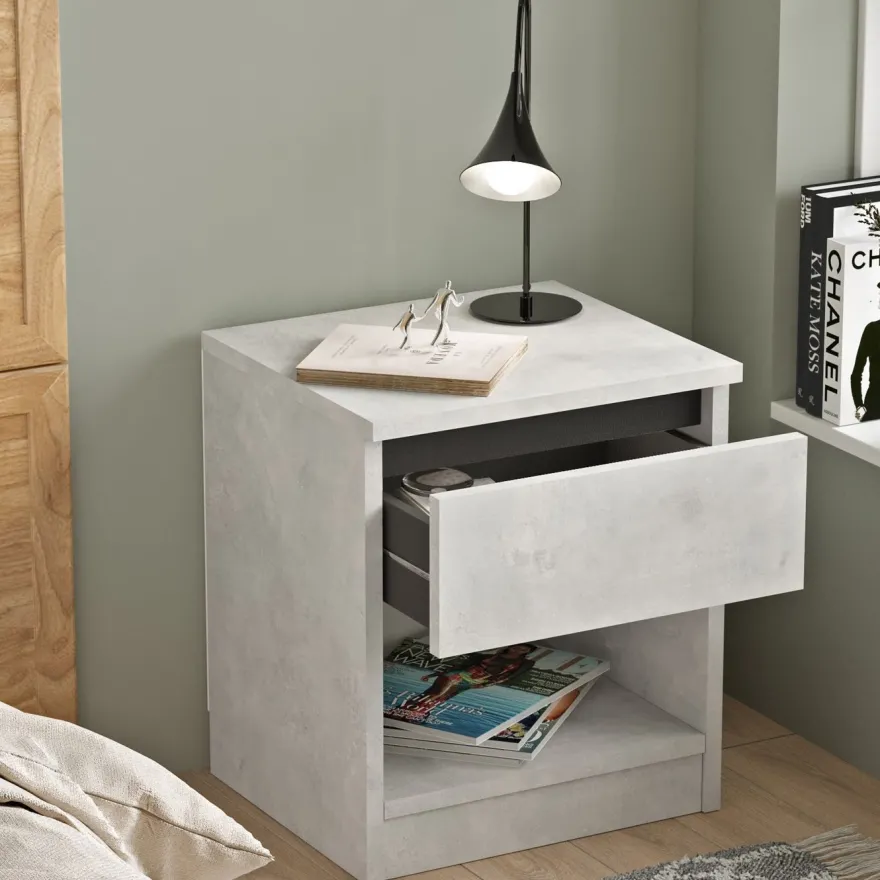 Yöpöytä Linento Furniture LV26, hopeanharmaa