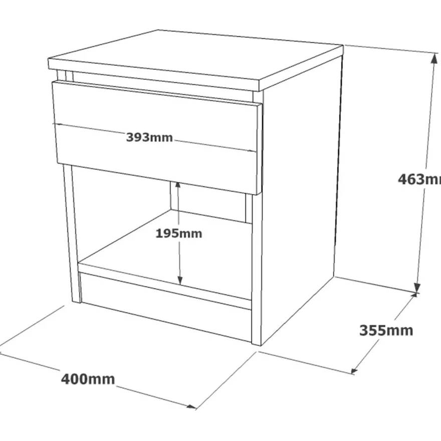Yöpöytä Linento Furniture LV26, hopeanharmaa