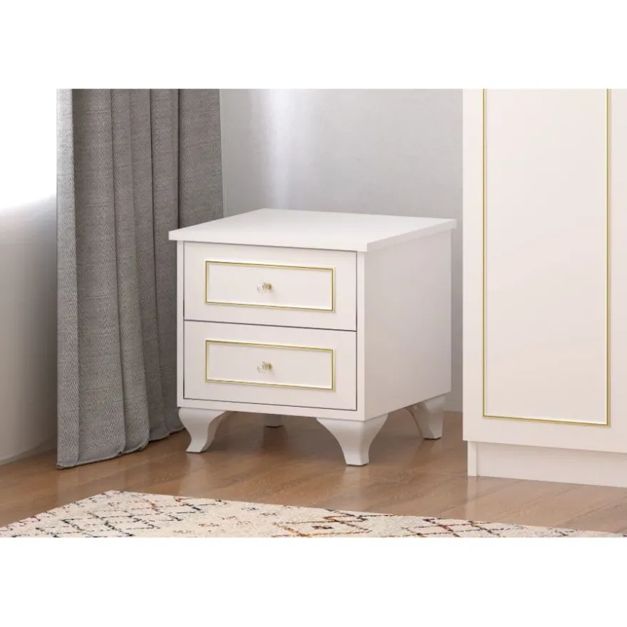 Yöpöytä Linento Furniture Rb-090, 40x45cm, mattavalkoinen