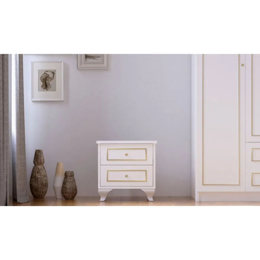 Yöpöytä Linento Furniture Rb-090, 40x45cm, mattavalkoinen