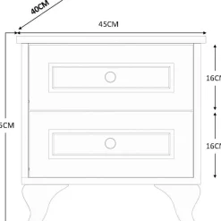 Yöpöytä Linento Furniture Rb-070, 40x45cm, mattavalkoinen